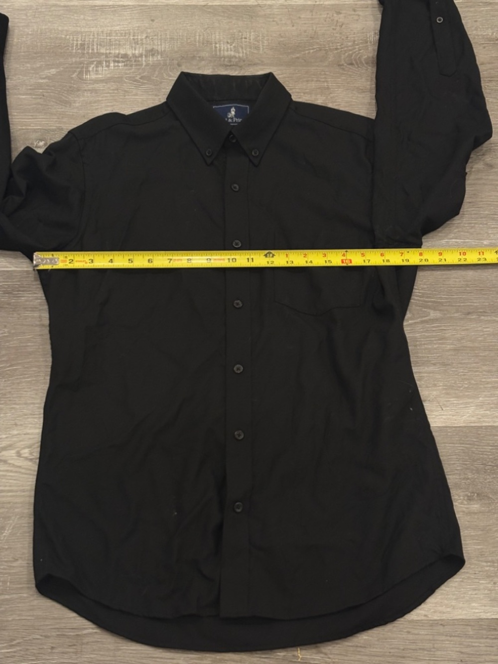 Wool & Prince 170 Button-Down Shirt Black Twill 100% Wool Mens M - Picture 7 of 8